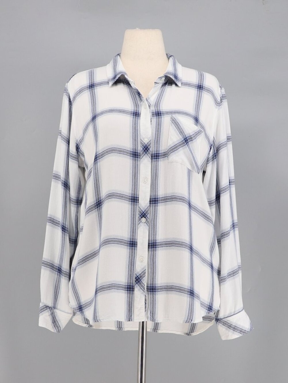 RAILS Hunter Button Up Shirt in White Azure Coal Size L